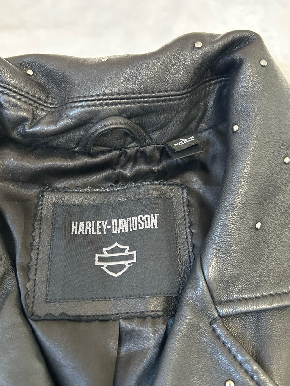 Harley-Davidson Studded Lambskin Leather Jacket Size Large - Picture 10 of 14